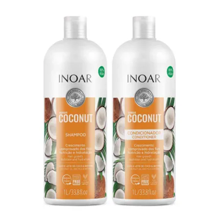 Kit Inoar Shampoo e Condicionador Bombar Coconut 1L
