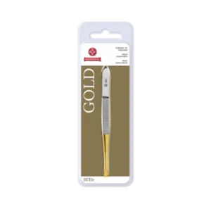 Pinça Gold ponta reta Mundial Dourada Aço Inoxidável