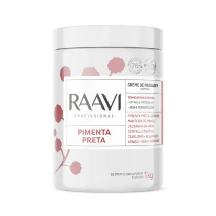 Creme de Massagem Corporal Pimenta Preta Raavi 1kg