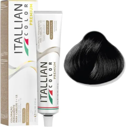 Coloração Permanente Itallian Color Premium 1.0 Preto