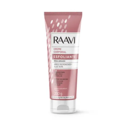 Creme Esfoliante Média Abrasão Arroz Micronizado e Aloe Vera Raavi 200g