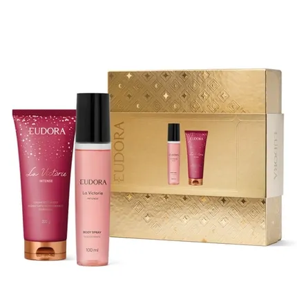 Kit La Victorie Intense Body Spray Desodorante 100ml + Creme Acetinado Hidratante Desodorante Corporal 200g