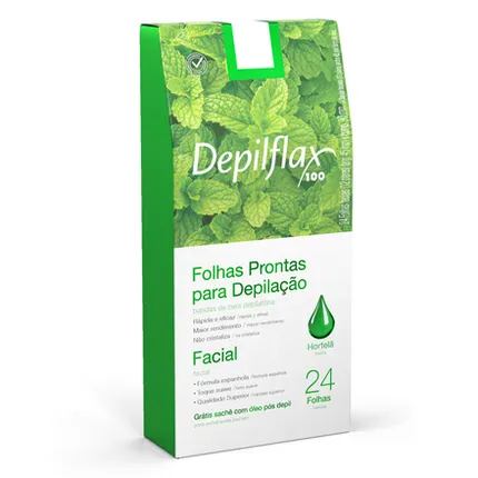 Folhas Prontas Faciais Depilflax Hortelã C/ 24 Unidades