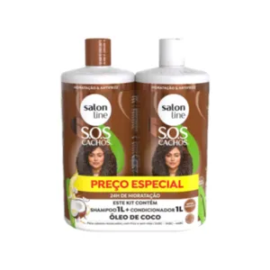 Kit Shampoo e Condicionador Óleo de Coco Salon Line SOS Cachos