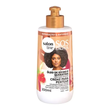 Creme para Pentear Rícino e Queratina SOS Cachos Salon Line 300ml