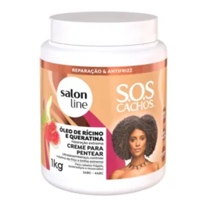Creme para Pentear Rícino e Queratina SOS Cachos Salon Line 1kg