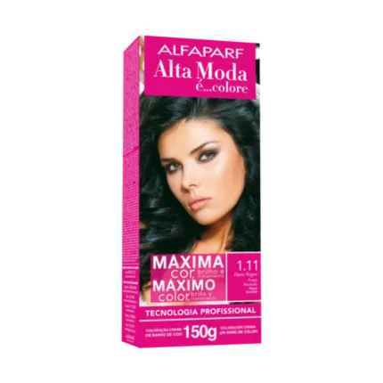 Coloração Permanente 1.11 Preto Azulado Alfaparf Alta Moda