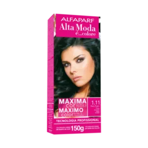 Coloração Permanente 1.11 Preto Azulado Alfaparf Alta Moda