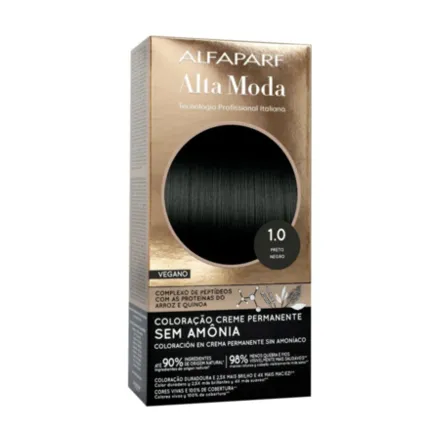 Coloração Permanente Sem Amônia 1.0 Preto Alta Moda Alfaparf