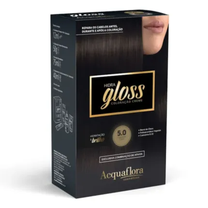 Coloração Permanente 5.0 Castanho Claro  Hidra Gloss Acquaflora