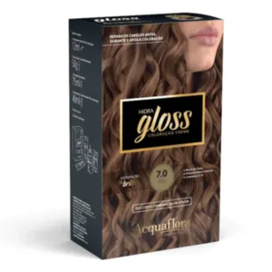 Coloração Permanente 7.0 Loiro Natural Hidra Gloss Acquaflora