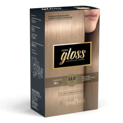 Coloração Permanente 12.0 Loiro Especial Hidra Gloss Acquaflora