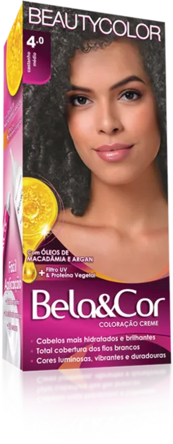 Coloração Permanente 4.0 Castanho Médio Bela&Cor Beautycolor