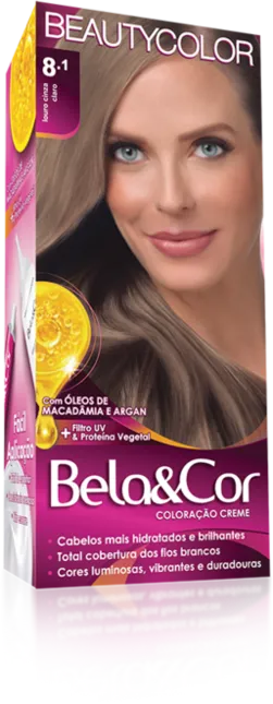 Coloração Permanente 8.1 Loiro Cinza Claro Bela&Cor Beautycolor