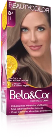Coloração Permanente 8.1 Loiro Cinza Claro Bela&Cor Beautycolor