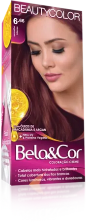 Coloração Permanente 6.66 Vermelho Intenso Bela&Cor Beautycolor