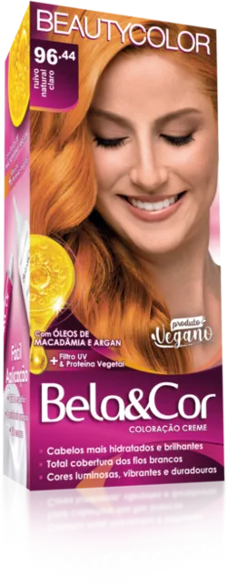 Coloração Permanente 96.44 Ruivo Natural Claro Bela&Cor Beautycolor