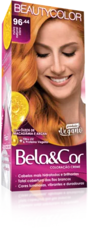 Coloração Permanente 96.44 Ruivo Natural Claro Bela&Cor Beautycolor