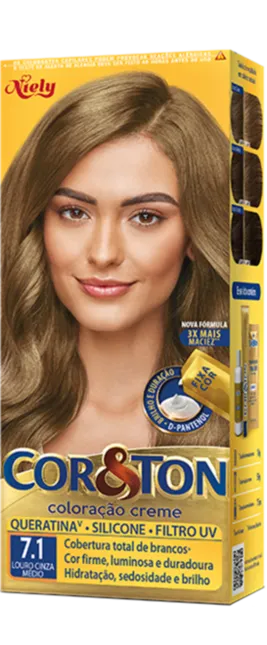 Coloração Permanente 7.1 Loiro Cinza Médio Cor&Ton