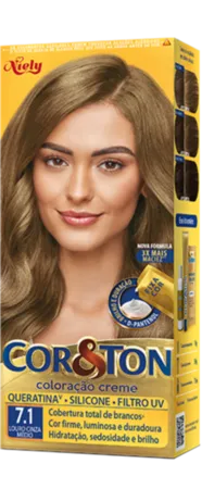 Coloração Permanente 7.1 Loiro Cinza Médio Cor&Ton