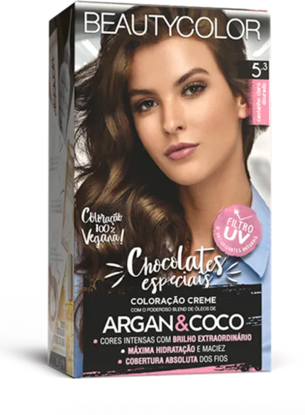 Coloração Permanente 5.3 Castanho Claro Dourado Chocolates Especiais Beautycolor