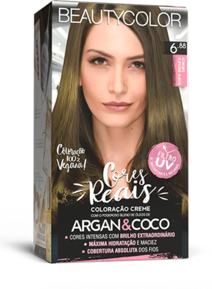 Coloração Permanente 6.88 Loiro Escuro Tabaco Cores Reais Beautycolor