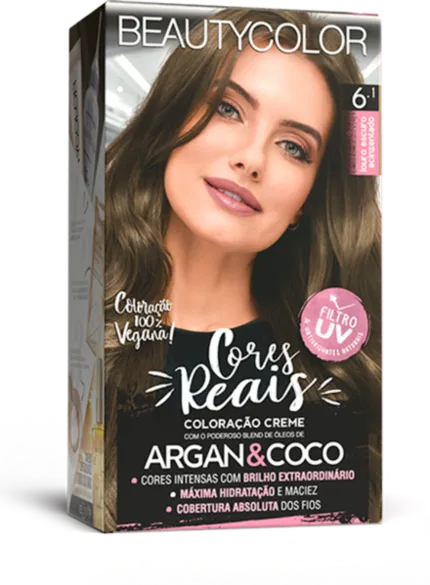Coloração Permanente 6.1 Loiro Escuro Acinzentado Cores Reais Beautycolor