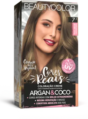 Coloração Permanente 7.1 Loiro Natural Cinza Cores Reais Beautycolor