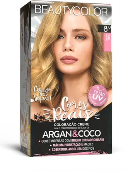 Coloração Permanente 8.0 Loiro Claro Cores Reais Beautycolor