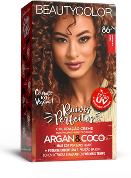 Coloração Permanente 86.74 Ruivo Caramelo Ruivos Perfeitos Beautycolor