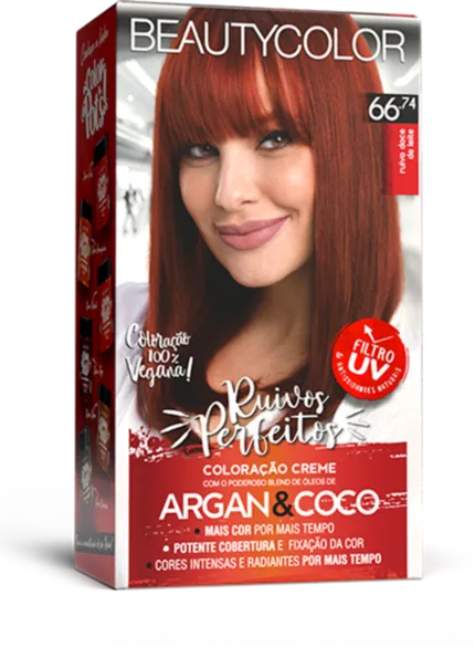 Coloração Permanente 66.74 Ruivo Doce de Leite Ruivos Perfeitos Beautycolor