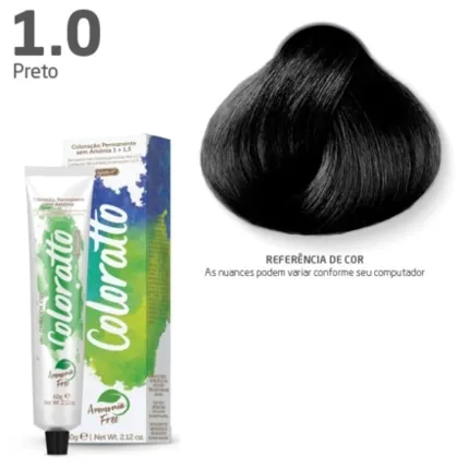 Coloração Permanente sem Amônia Coloratto 1.0 Preto