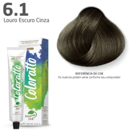 Coloração Permanente sem Amônia Coloratto 6.1 Louro Escuro Cinza