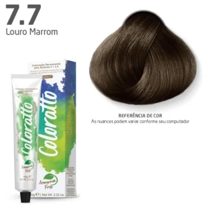 Coloração Permanente sem Amônia Coloratto 7.7 Louro Marrom