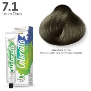 Coloração Permanente sem Amônia Coloratto 7.1 Louro Cinza