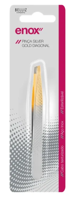 Pinça Silver Gold Ponta Diagonal Aço Inox Enox