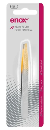 Pinça Silver Gold Ponta Diagonal Aço Inox Enox