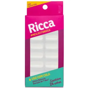 Unhas Postiças Naturais com Curvatura Uso com Cola Ricca