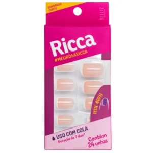 Unhas Postiças Rosa Francesinha Uso com Cola Ricca