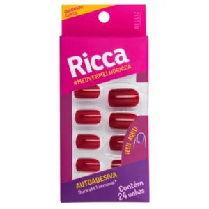 Unhas Postiças Vermelho Bordô Autoadesiva Ricca