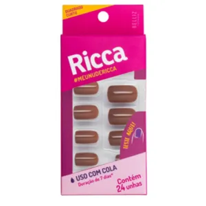 Unhas Postiças Nude Capuccino Uso com Cola Ricca
