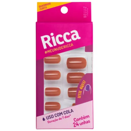 Unhas Postiças Nude Uso com Cola Ricca