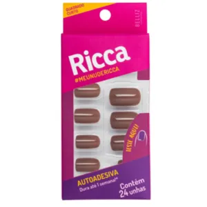 Unhas Postiças Nude Capuccino Autoadesivas Ricca