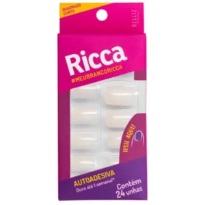 Unhas Postiças Branco Sonho Autoadesivas Ricca