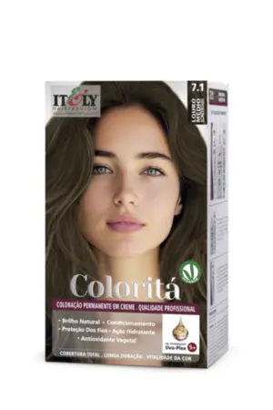 Coloração Permanente Coloritá Itely 7.1 Louro Médio Acinzentado