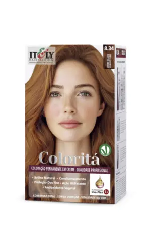 Coloração Permanente Coloritá Itely 8.34 Louro Claro Dourado Cobre