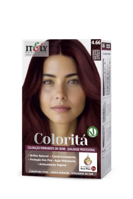 Coloração Permanente Coloritá Itely 4.66 Castanho Médio Vermelho Intenso