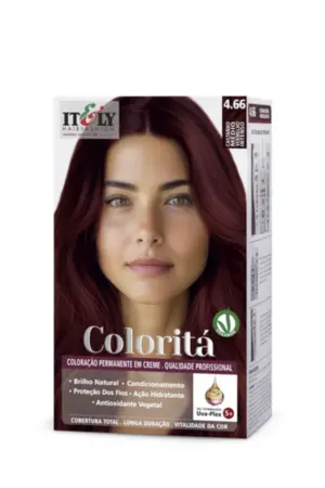 Coloração Permanente Coloritá Itely 4.66 Castanho Médio Vermelho Intenso