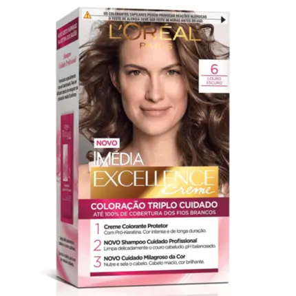 Coloração Permanente 6.0 Louro Escuro Imédia Excellence L'oréal Paris