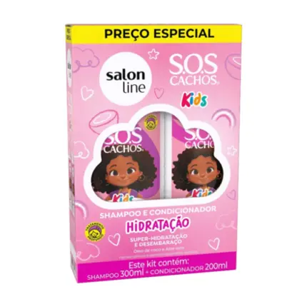 Kit Shampoo 300ml + Condicionador 200ml SOS Cachos Kids Hidratação Salon Line